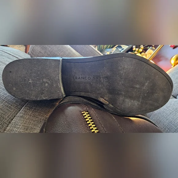 Franco Sarto Dark Brown Leather Boots with Gold Accent - Picture 6 of 6